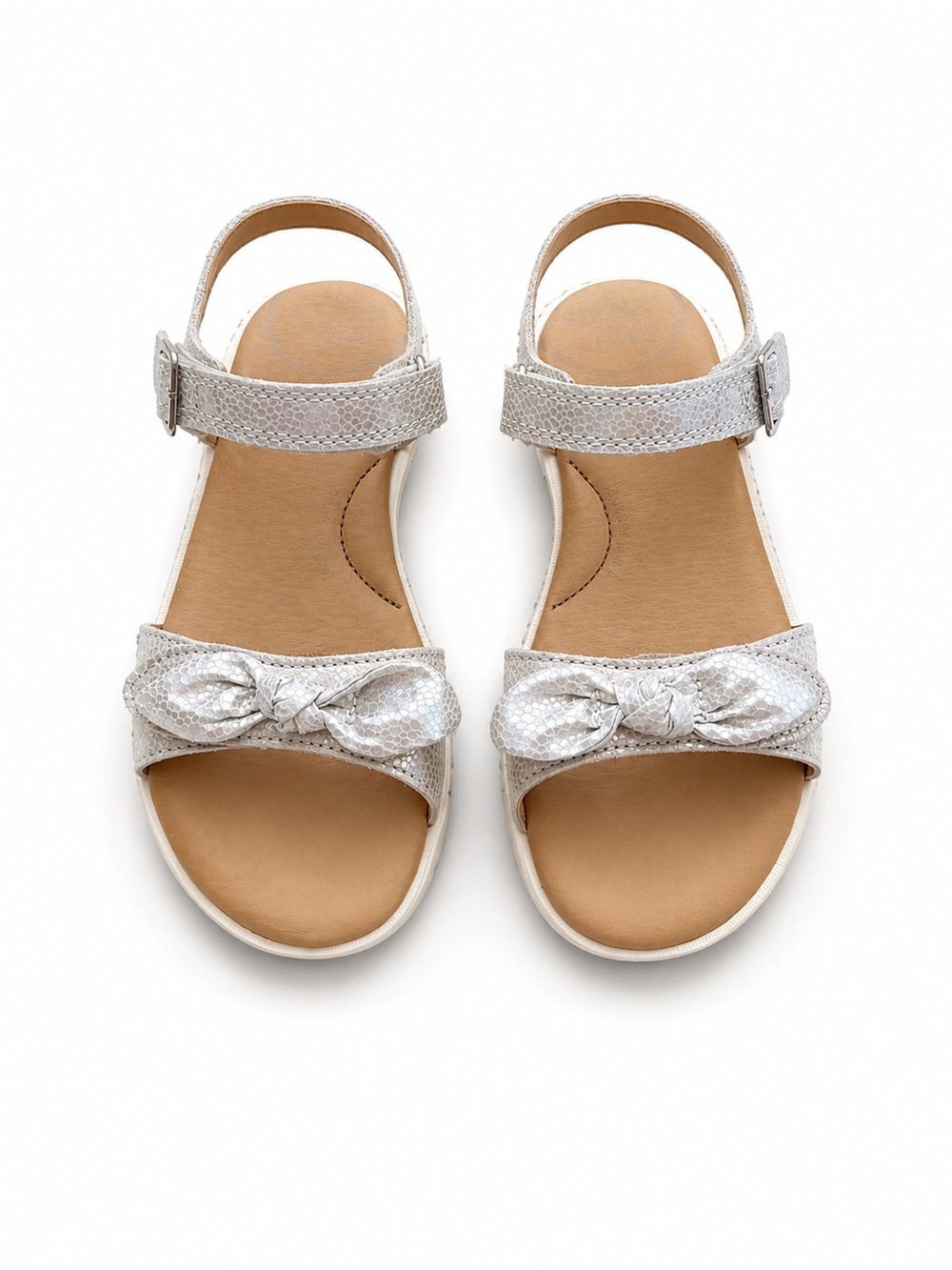 Stride Rite Silver Bow Strap Sandals for Kids